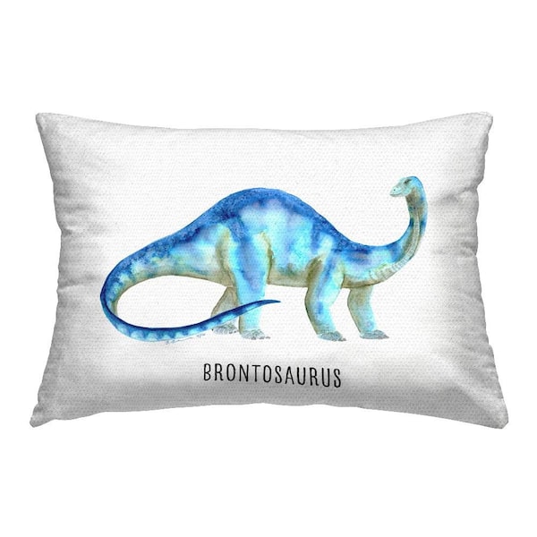 Stupell Industries Brontosaurus Dinosaur Learning Blue Rectangular Outdoor Throw Pillow