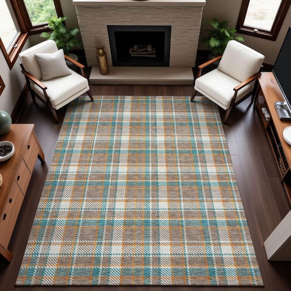 Mayfield Premium Machine Washable Abstract AMF1300 Taupe 3 ft. x 4 ft. Area Rug