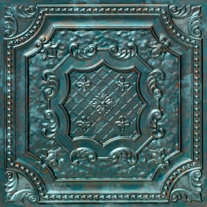 Elizabethan Shield Patina 2 ft. x 2 ft. PVC Glue Up or Lay In Ceiling Tile (200 sq. ft./case)
