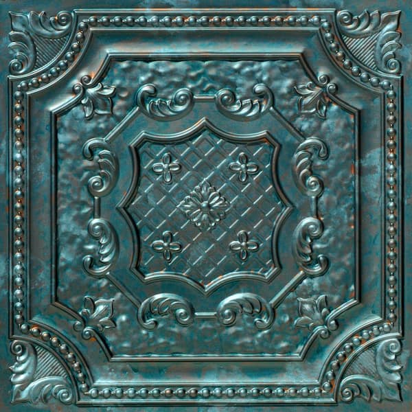 FROM PLAIN TO BEAUTIFUL IN HOURS Elizabethan Shield Patina 2 ft. x 2 ft. PVC Glue Up or Lay In Ceiling Tile (200 sq. ft./case)