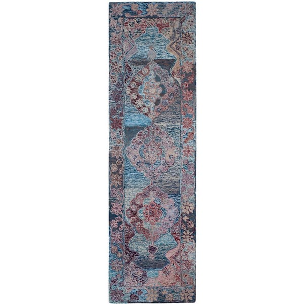 Vintage Oushak 2 ft. x 8 ft. Blue Distressed Oriental Runner Rug