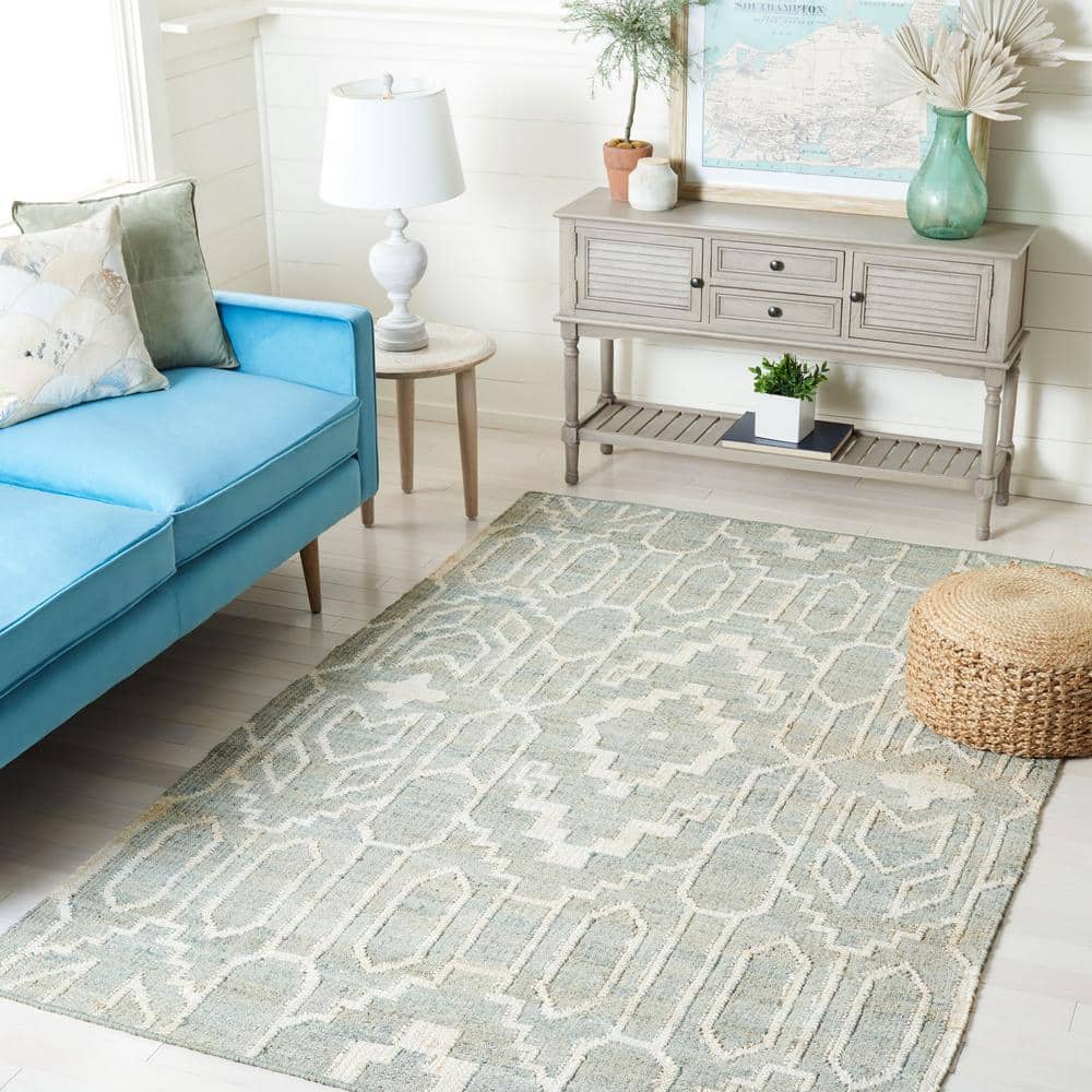 Natural Fiber 8 ft. x 10 ft. Light Blue/Ivory Geometric Woven Area Rug price history on PriceWatchPro
