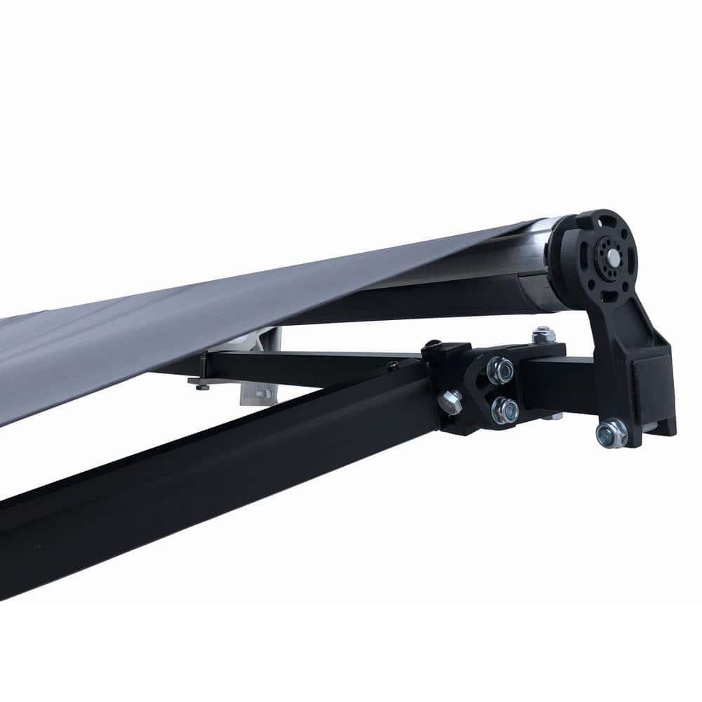 Black Motorized Retractable Patio Awning with Aluminum Frame, 10x8 ft
