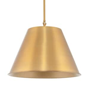 Vida 60-Watt 1-Light Warm Brass Modern Pendant Light with Warm Brass Shade, No Bulb Included