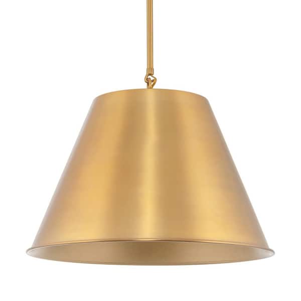 Kira Home Vida 60-Watt 1-Light Warm Brass Modern Pendant Light with Warm Brass Shade, No Bulb Included