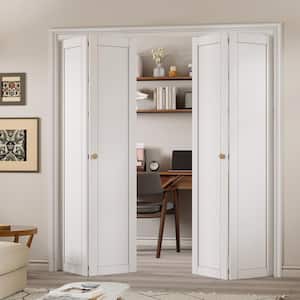 72 in. x 80 in. 1 Lite Solid Core Panel White Primed Composite MDF Interior Closet Bi-Fold Door with Hardware Kit