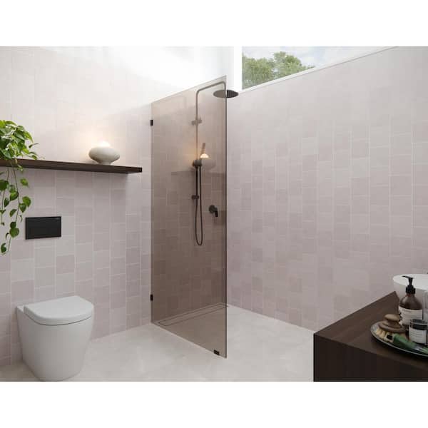 Glass Warehouse Ursa 30 in. W x 78 in. H Single Fixed Panel Frameless Shower Door in Matte Black without Handle