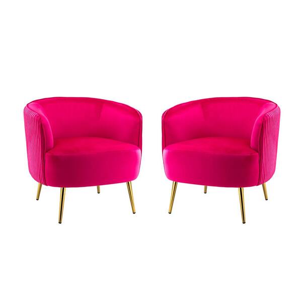 JAYDEN CREATION Sarpedon Fuchsia Barrel Chair with Metal Legs (Set of 2)