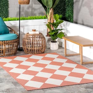 Sabina Diamond Trellis Coral 8 ft. x 10 ft. Indoor/Outdoor Area Rug