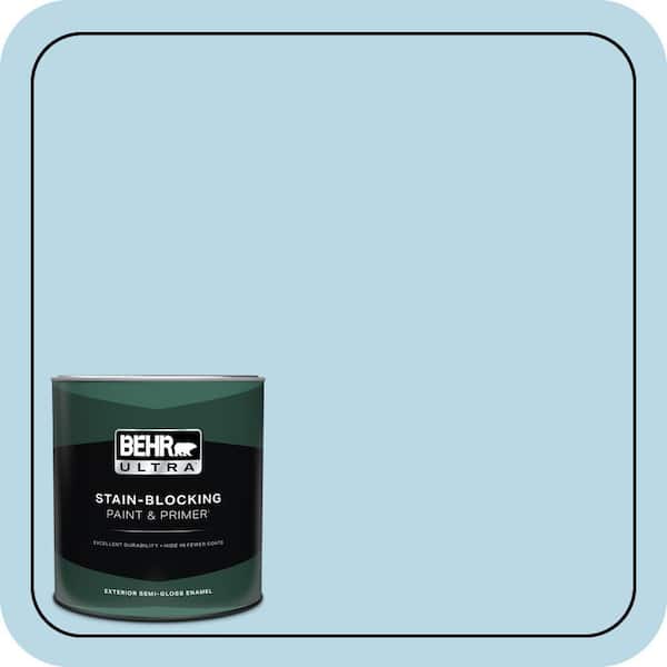 BEHR ULTRA 1 qt. #M490-1 Breezy Blue Semi-Gloss Enamel Exterior Paint & Primer