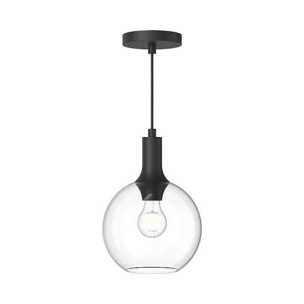 ALORA MOOD Castilla 8 in. 1 Light 60-Watt Clear Glass/Matte Black Pendant Light