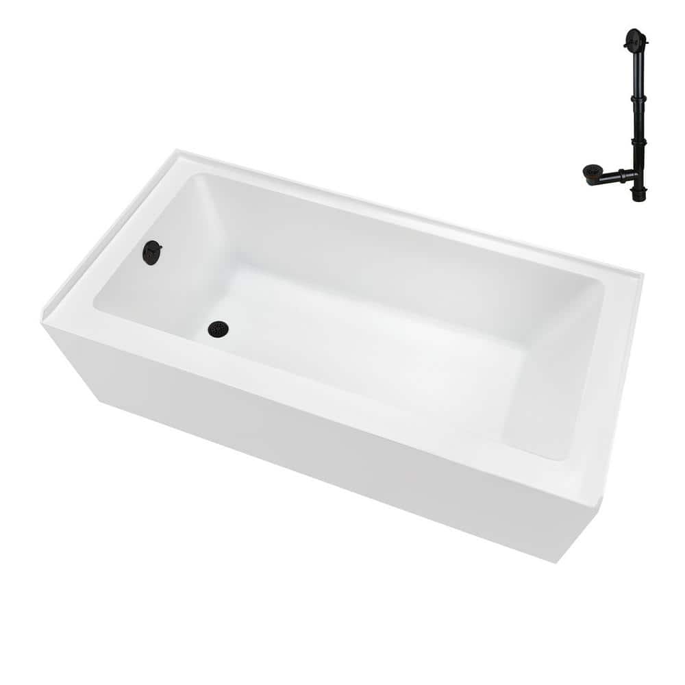 66 in. x 32 in. Soaking Acrylic Alcove Bathtub with Left Drain in Glossy White External Drain in Matte Oil Rubbed Bronze price history on PriceWatchPro