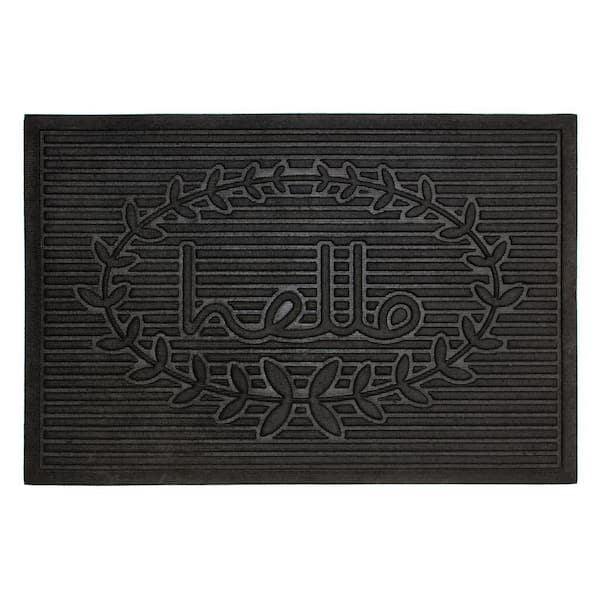 Calloway Mills Poly Hello Indoor/Outdoor Mat, 24" x 36", Black