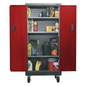Pre-Assembled Steel Freestanding Garage Cabinet in Red Tread with Casters (30 in. W x 66 in. H x 18 in. D)