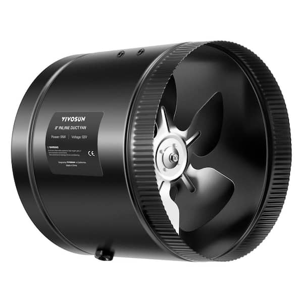8 in. Inline Booster Duct Fan 420 CFM HVAC Compact Exhaust Kitchens Ventilation with Low Noise Black for Basements