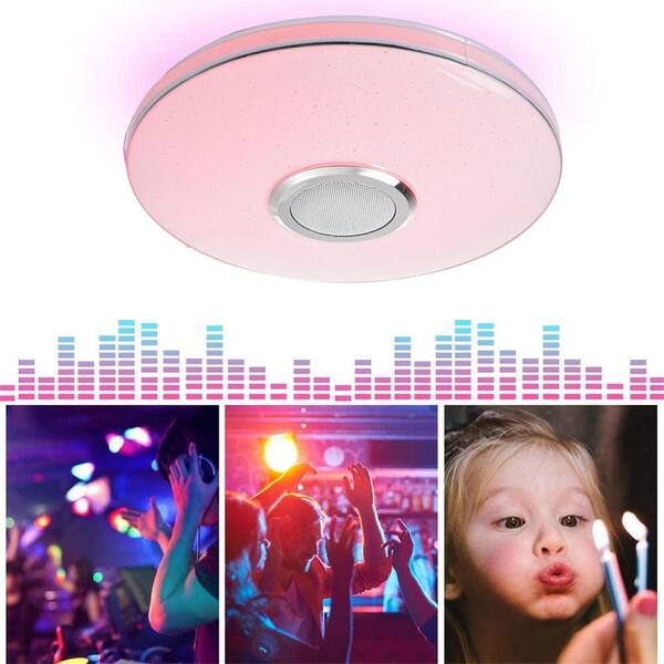 CIPACHO 11.61 in. 36-Light White RGB LED Flush Mount Bluetooth