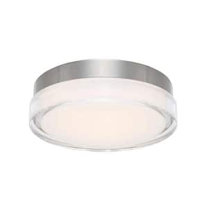 Dot 15 in. 1-Light 3500K Stainless Steel LED Flush Mount