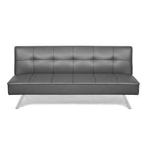 Cat Multi-Functional Sofa Lounger Sleeper by Serta Dream Convertibles in Dark Gray Faux Leather
