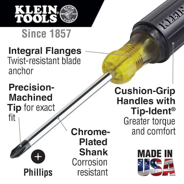 Klein Tools 4-Piece Assorted Screwdriver Set- Cushion Grip Handles