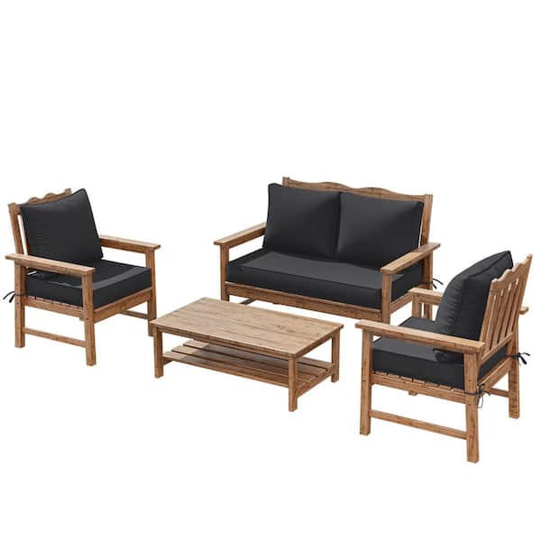 5 in. Universal Outdoor Cushion Set for Seats and Backs, Set of 1 Loveseat Cushions and 2 Deep Seat Cushions Grey