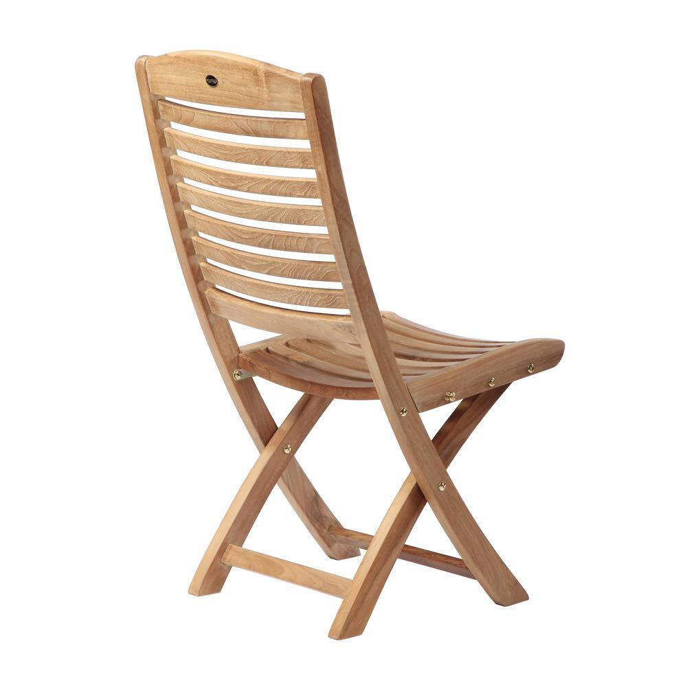 Manhattan Teak Armless Folding Chair with Curved Backrest