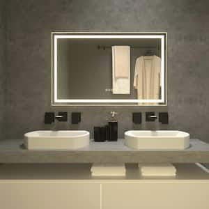 Zen 42 in. W x 36 in. H Rectangular Frameless LED Light Anti-Fog Wall Bathroom Vanity Mirror in Polished Crystal