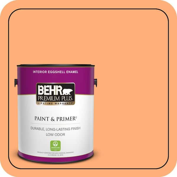 BEHR PREMIUM PLUS 1 gal. #260B-5 Cantaloupe Slice Eggshell Enamel Low Odor Interior Paint & Primer