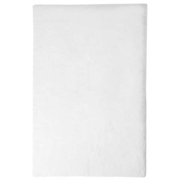 Mmlior White 4 ft. x 6 ft. Soft Faux Rabbit Fur Area Rug