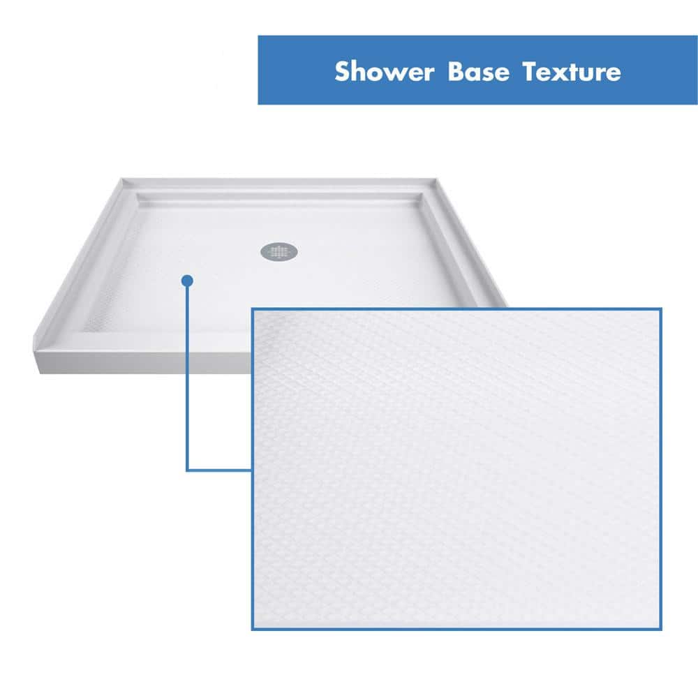 Lumen 42" x 74.75" Brushed Nickel Hinged Shower Enclosure with White Base