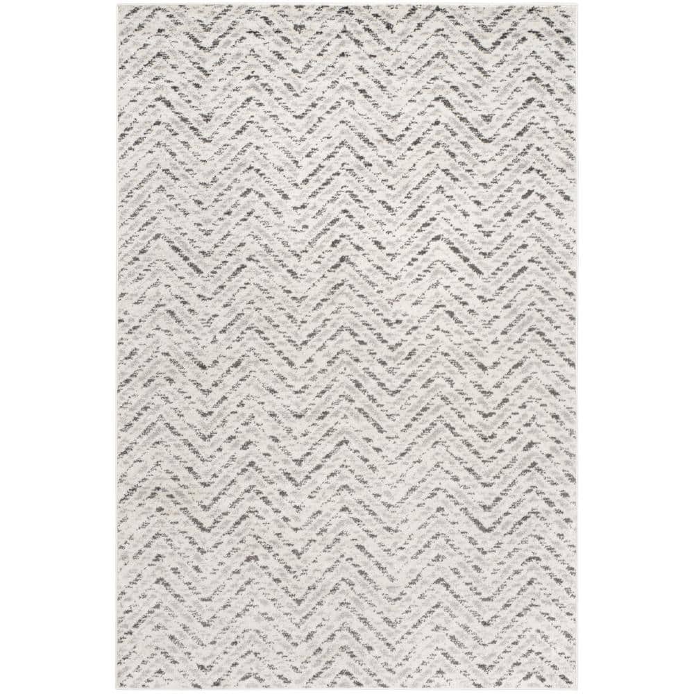 Ivory Rectangular Hand-knotted Synthetic Area Rug, 5'1" x 7'6"