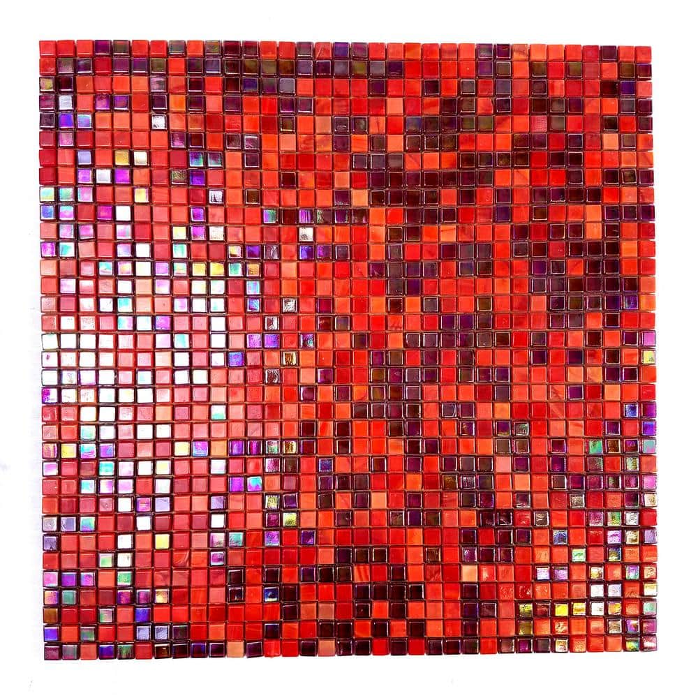 Artistic Amber Iridescent Glass Mosaic 12x12 Wall Tile