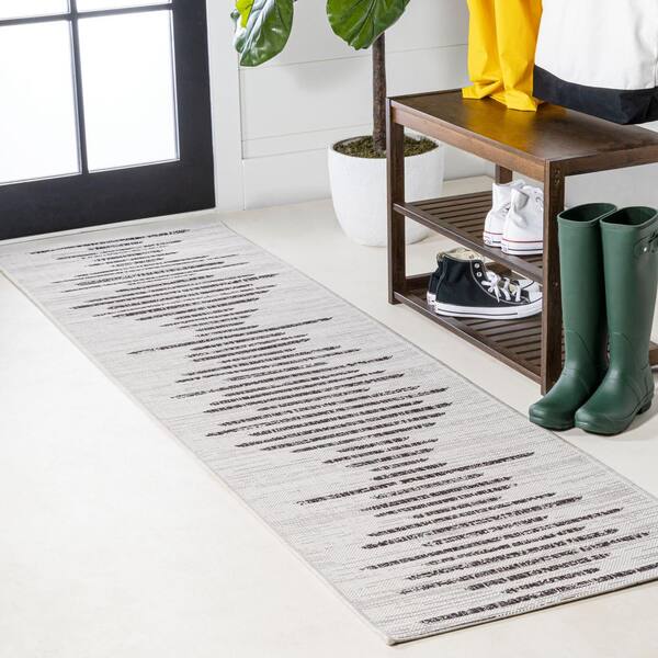 JONATHAN Y Zolak Berber Ivory/Black 2 ft. x 14 ft. Indoor/Outdoor ...