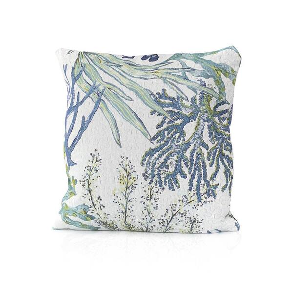 ELUXURY Coral Reef Oceanside Blue/Green 18x18 Throw Pillow and 