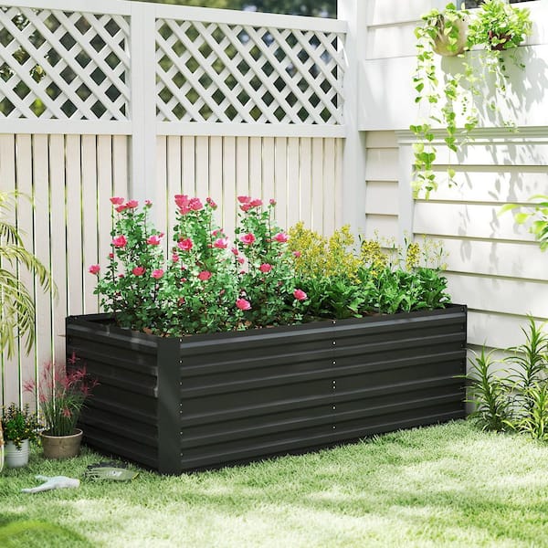 Outsunny 71 in. x 36 in. x 23 in. Black Raised Garden Bed for