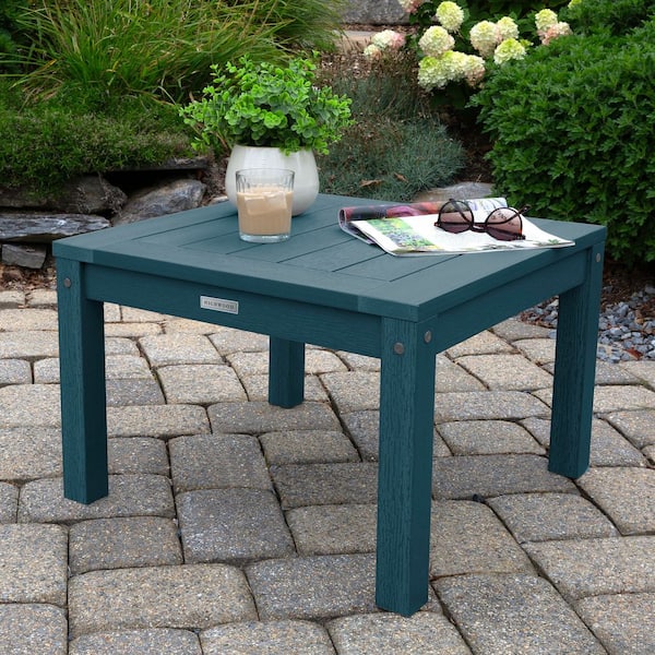Highwood Adirondack Nantucket Blue Square Recycled Plastic Outdoor Side Table