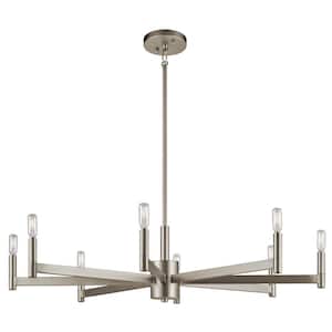 Erzo 35.5 in. 8-Light Satin Nickel Contemporary Candle Circle Chandelier for Dining Room