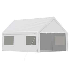 12 ft. W x 20 ft. D Portable Vehicle Carport Heavy-Duty Metal Frame with Removable Sidewalls and Doors