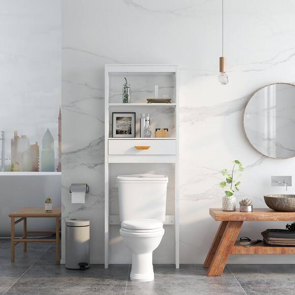 Costway 24 in. W x 68.5 in. H x 8 in. D White Over The Toilet