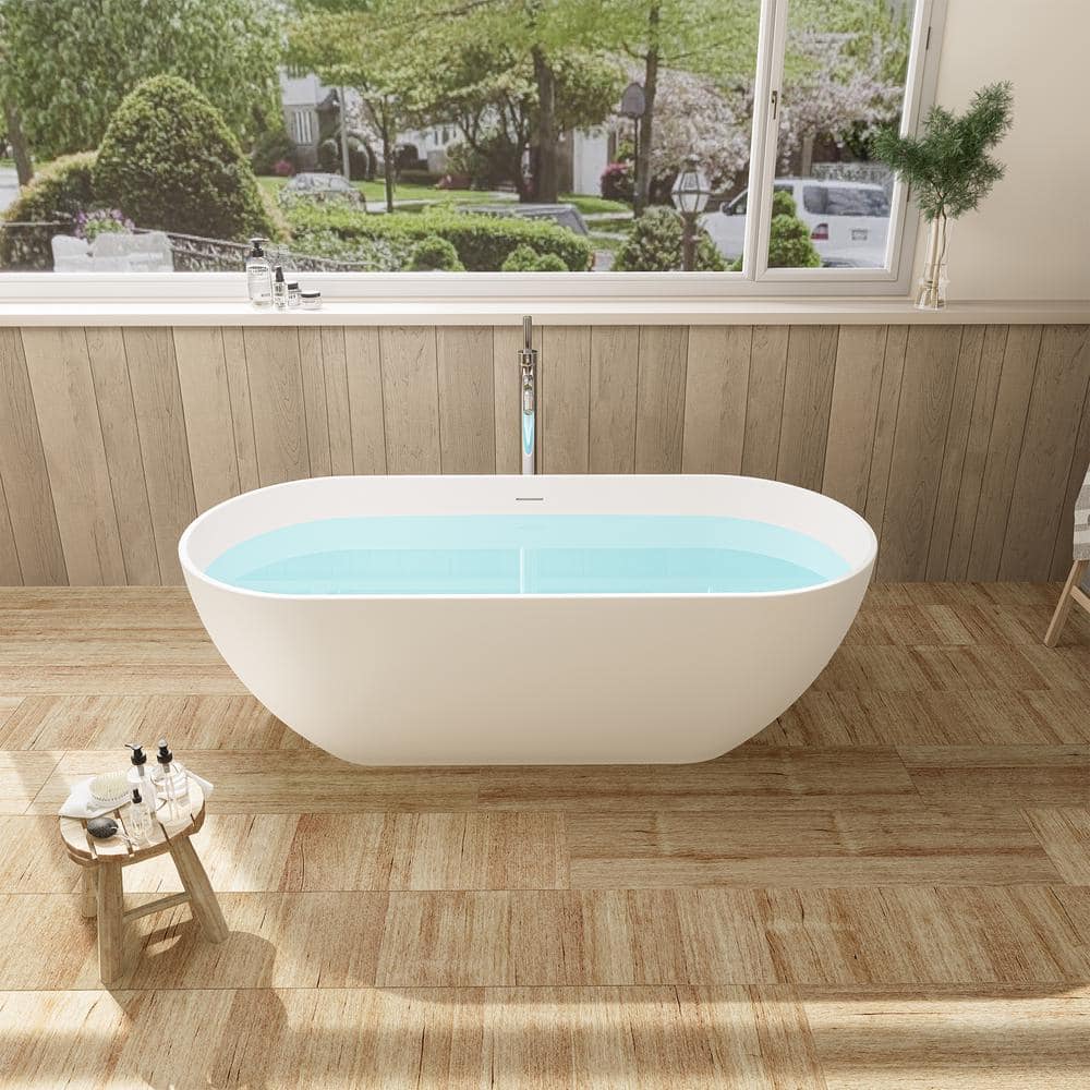 Ryder 59'' Matte White Solid Surface Freestanding Bathtub