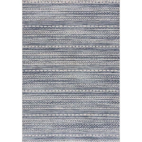Havana Navy Blue 2 ft. x 3 ft. 3 in. Traditional Distressed Doormat Area Rug Entrance Floor Mat