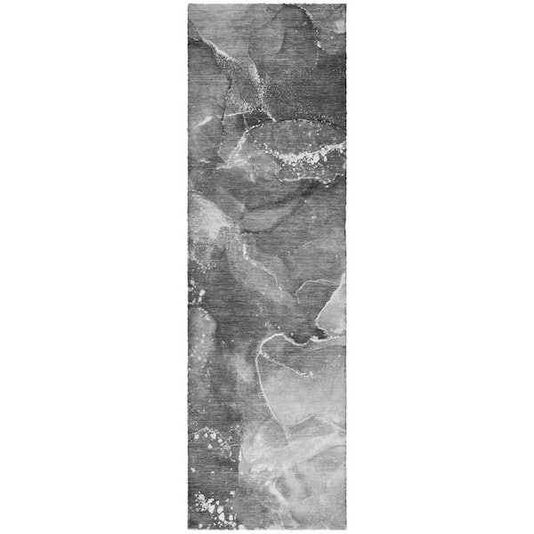 Dream Shag Premium Machine Washable Abstract ADS518 Gray 2 ft. x 7 ft. Runner Rug