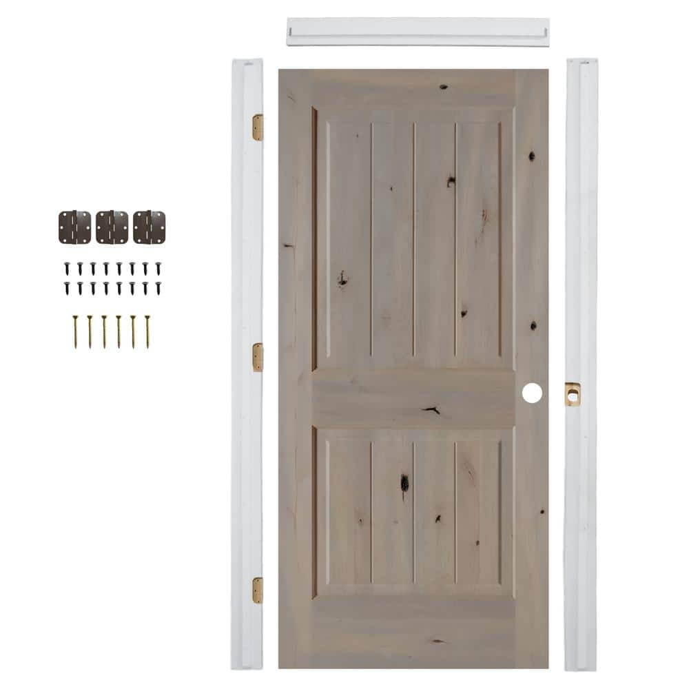 30in.x80in. Knotty Alder Left-Hand Sq.Top VG Grey Stain Wood Assembly Required Interior Door Kit w/ Quick Assemble Jamb price history on PriceWatchPro