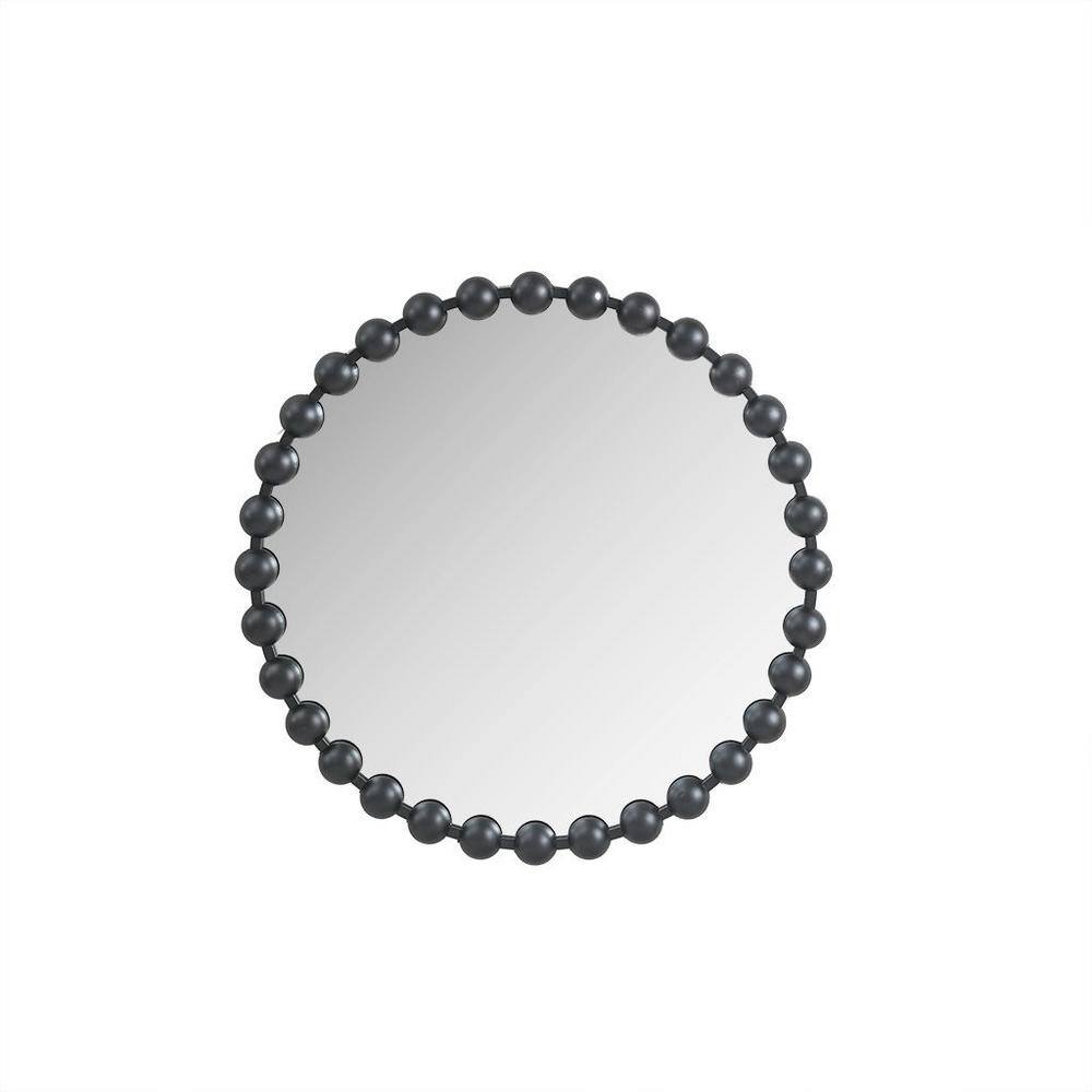 27 in. W x 27 in. H Small Round Iron Framed Wall Bathroom Vanity Mirror in 