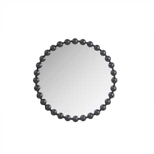 27 in. W x 27 in. H Small Round Iron Framed Wall Bathroom Vanity Mirror in Black