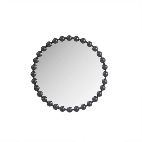 EPOWP 27 in. W x 27 in. H Small Round Iron Framed Wall Bathroom Vanity Mirror in Black