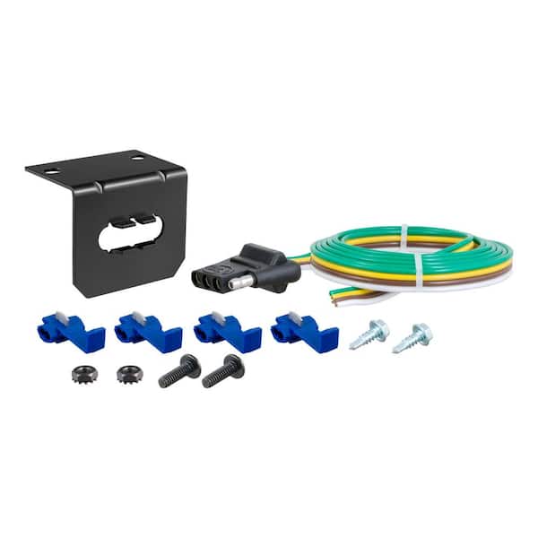 CURT 4-Way Flat Connector Socket with Hardware (Vehicle Side, Packaged)