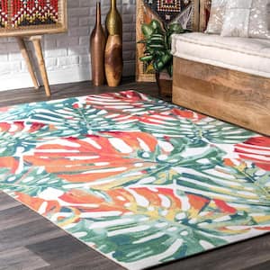 Janice Contemporary Floral Multicolor Doormat 3 ft. x 5 ft. Indoor/Outdoor Area Rug