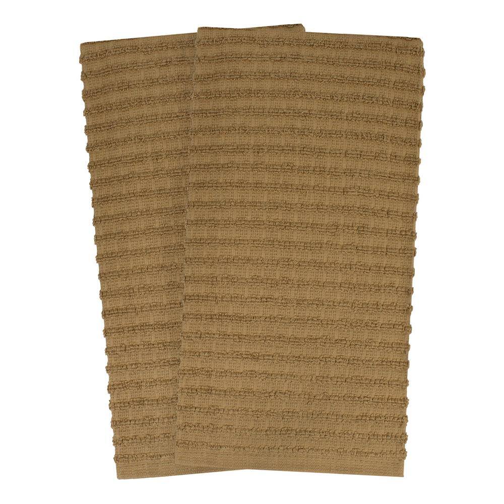 Mocha Brown Terry Cotton Kitchen Towel Set, 2-Pack