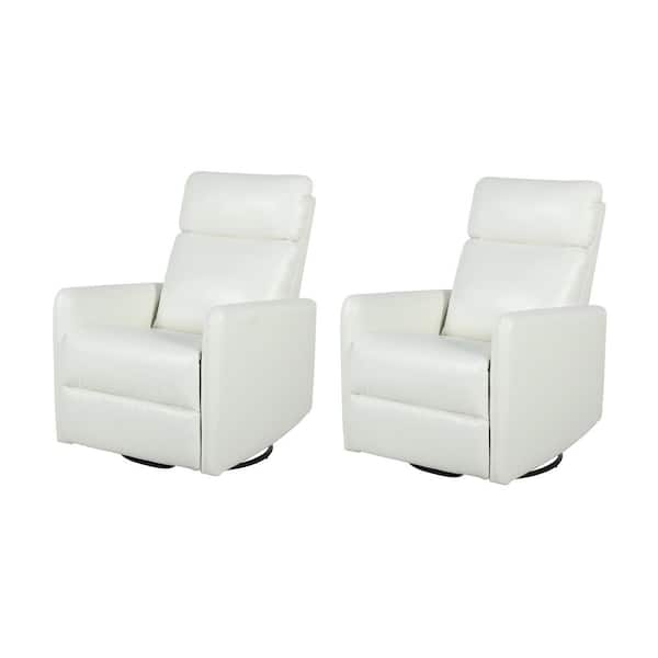 JAYDEN CREATION Ema Ivory Manual Ergonomic Swivel Recliner Set of 2