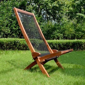 Acacia Wood Folding Outdoor Lounge Chairs, Roping Leisure Chair
